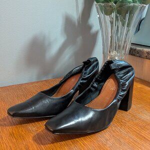 L'Intervalle Lace Up Black Leather Heel